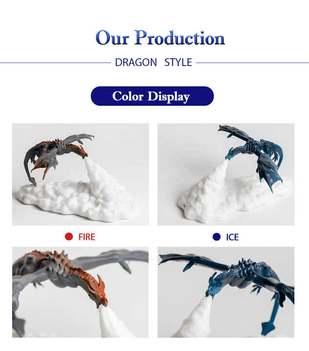 Blue Ice Dragon 3D Printed LED Dragon Flame Night Light - Unique Decorative Lamp for Desk, Bedroom & Gift Ideas 4