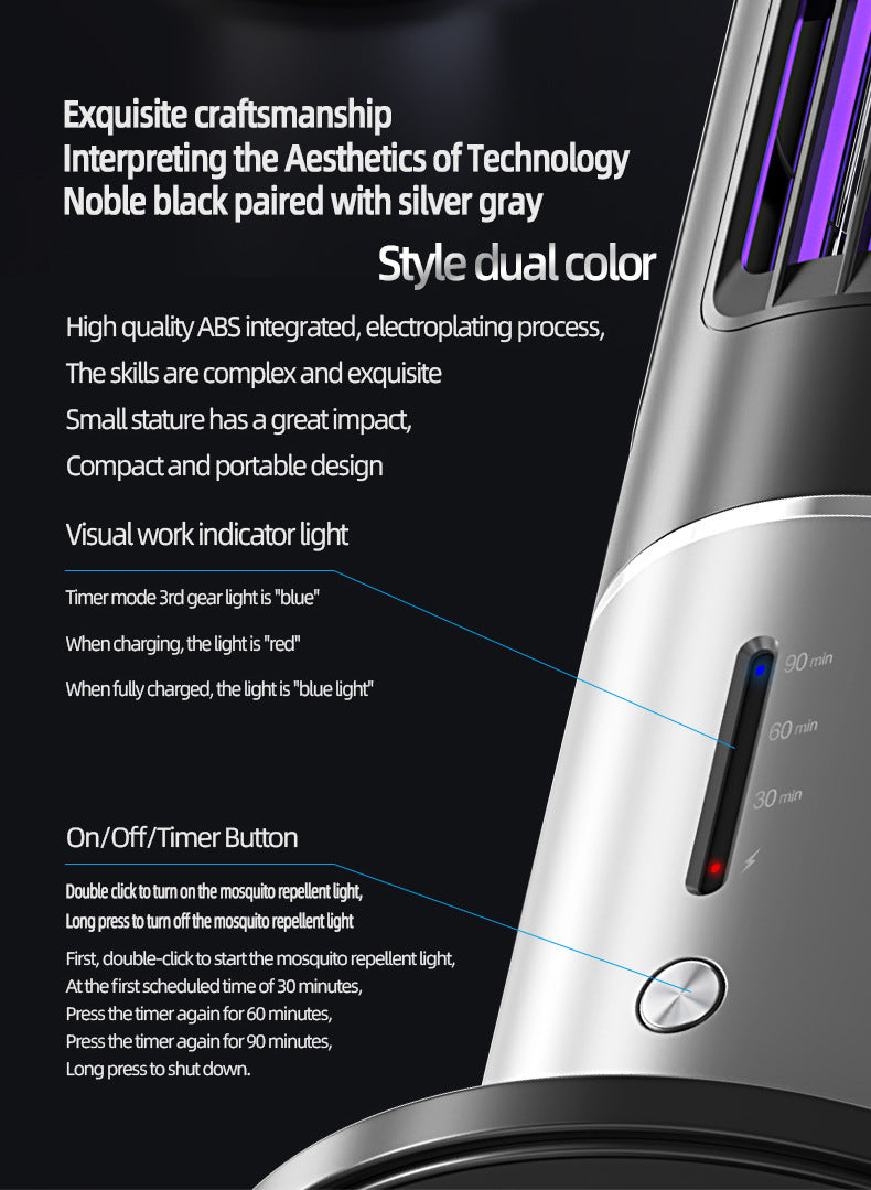 Electric Mosquito Killer Lamp with Detachable Housing and Timer Function - USB Rechargeable 3