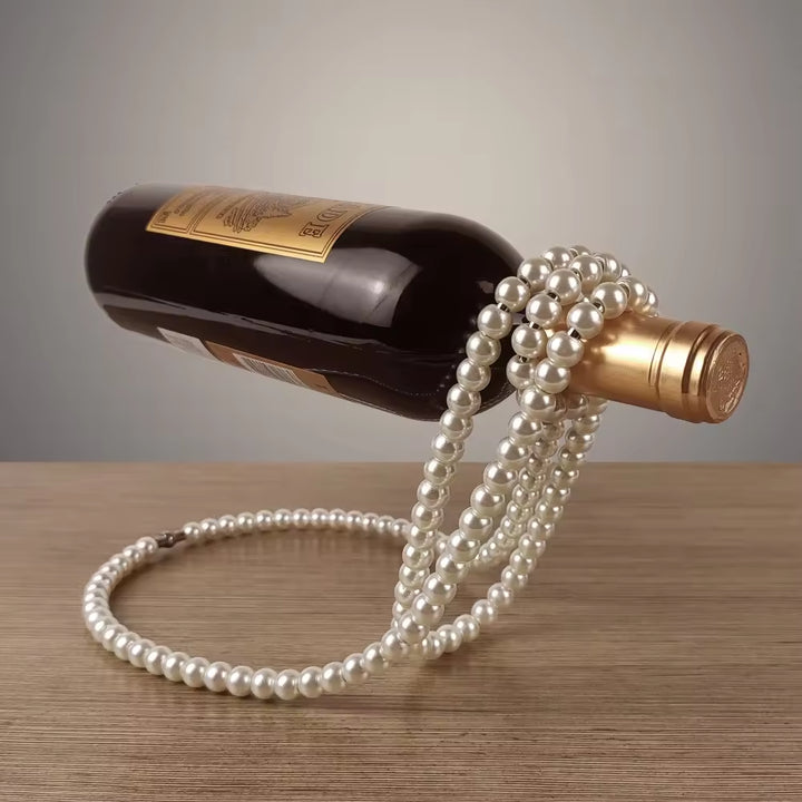 Gold Modern Floating Pearl Wine Bottle Holder – Elegant Home Decor, Unique Kitchen Accessory for Dining, Bar, and Living Room 5