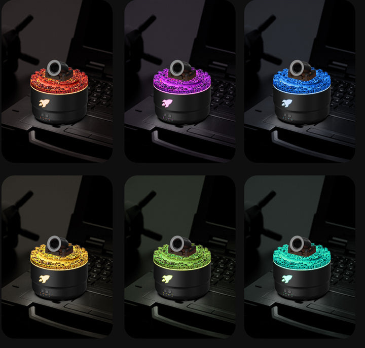 Black Creative Cannon-Shaped Aromatherapy Diffuser with Colorful LED Lights, 280ml Ultrasonic Humidifier, Dual Mist Modes, Desktop Small Air Freshener 3