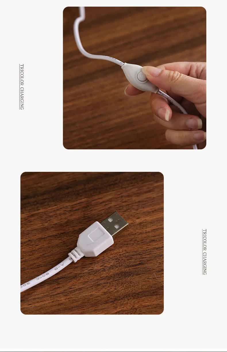 Colorful Glass Mountain Ambient Night Light - USB Rechargeable Touch Control Bedside Lamp - Adjustable 3-Color Light 4