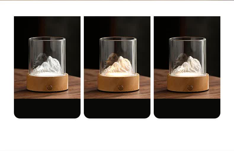 Golden Glass Mountain Ambient Night Light - USB Rechargeable Touch Control Bedside Lamp - Adjustable 3-Color Light 5