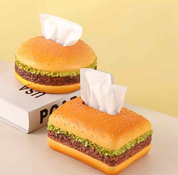 Round Creative Burger Tissue Box – Fun American-Style Cartoon Paper Towel Holder for Home Décor and Gifts 3