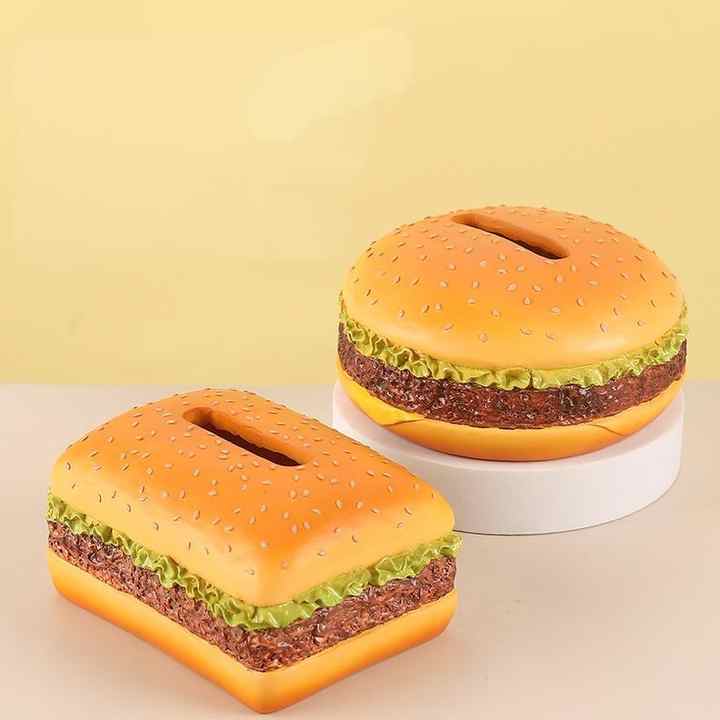 Round Creative Burger Tissue Box – Fun American-Style Cartoon Paper Towel Holder for Home Décor and Gifts 5
