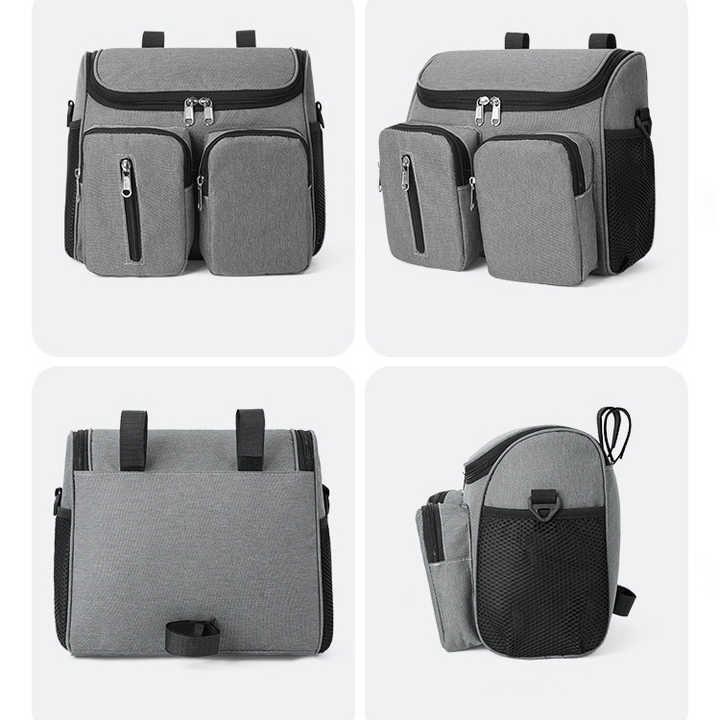 Grey Portable Baby Stroller Organizer Bag - Multi-Purpose Diaper Storage Bag for Moms, Lightweight and Travel-Friendly 4