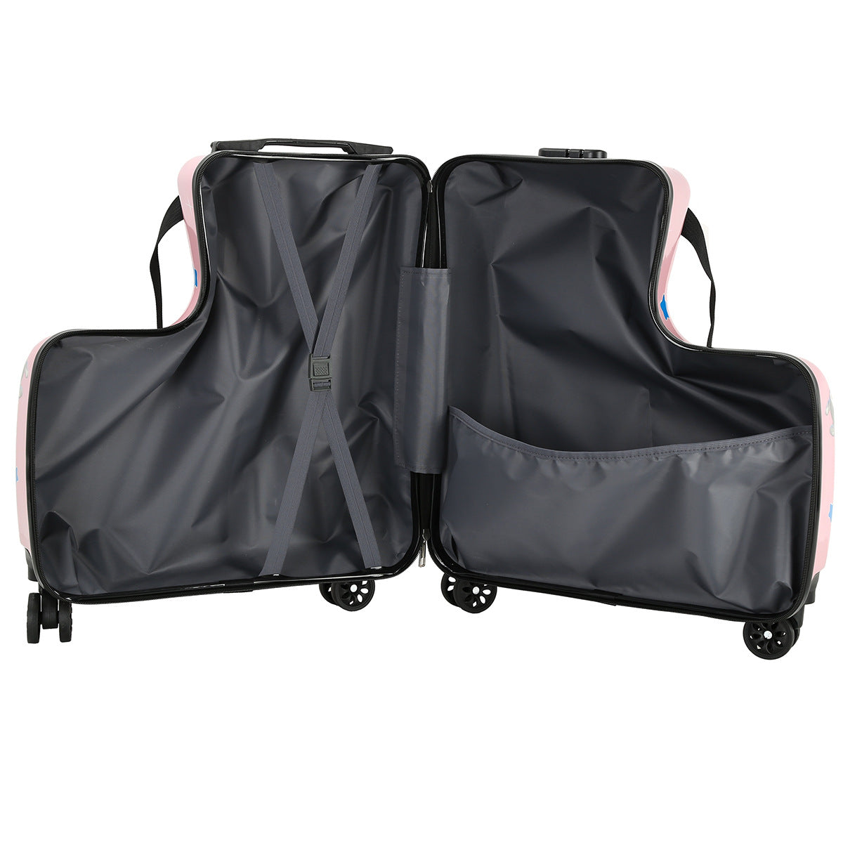 Colorful Kids Ride-On Luggage – 20-Inch Cartoon Travel Suitcase with Footrest, Durable Rolling Carry-On for Children 4