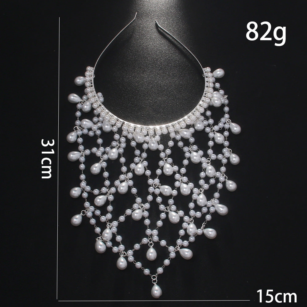 Silver Bohemian Pearl Net Headband – Vintage Mesh Hair Accessory for Women | Elegant Faux Pearl Bridal Hairpiece 3