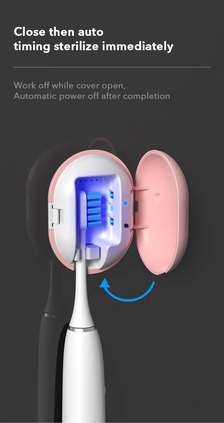 2 Pcs Pink Portable Mini Toothbrush Sanitizer - Compact Travel UV-C Sterilizer for Home and Travel Use 5