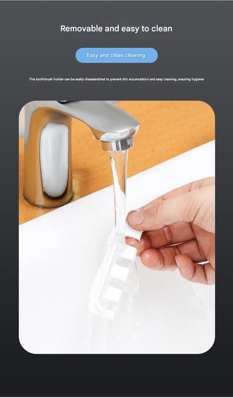 Cyan Wall-Mounted Toothbrush Sterilizer with UV-C Disinfection and Drying - USB Rechargeable, Family 5-Brush Holder, ABS Material 5