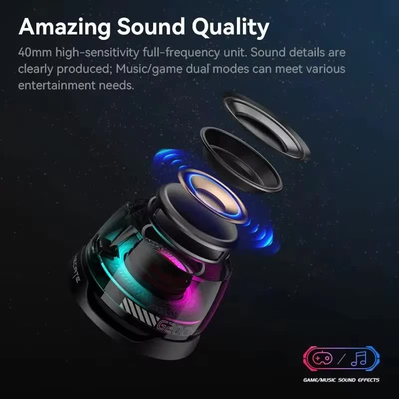 Black Portable Mini Bluetooth Speaker with Magnetic Base, High-Quality Bass and Surround Sound, Colorful Ambient Lighting, USB Rechargeable, 6-Hour Battery Life 3