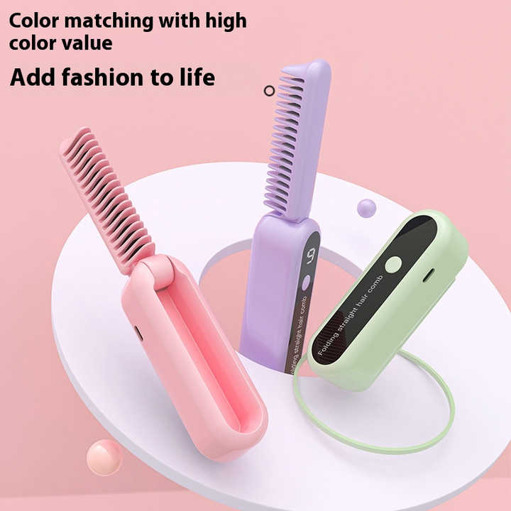 Pink Portable foldable cordless hair straightener with ionic technology, compact travel design, and quick and easy USB charging 5