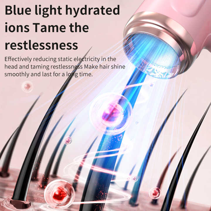 Pink wireless Hair Dryer with Cold & Hot Air, Portable Large-Capacity Rechargeable Ionic Dryer, Fast-Drying, Lightweight and Compact for Home and Travel 4