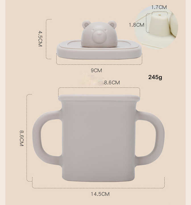 Light Yellow Silicone Baby Training Cup with Dual Handles, Duck-Bill & Snack Cup Lids, Spill-Proof & Drop-Proof 4