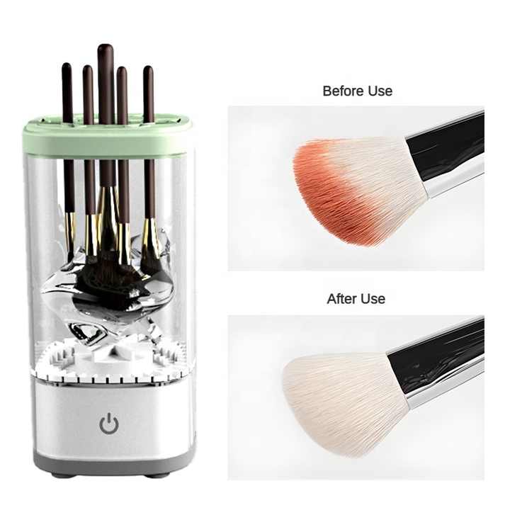 White Electric Makeup Brush Cleaner and Dryer – USB Automatic Household Cleaning Device with UV Sterilization and Fast Drying Function 4