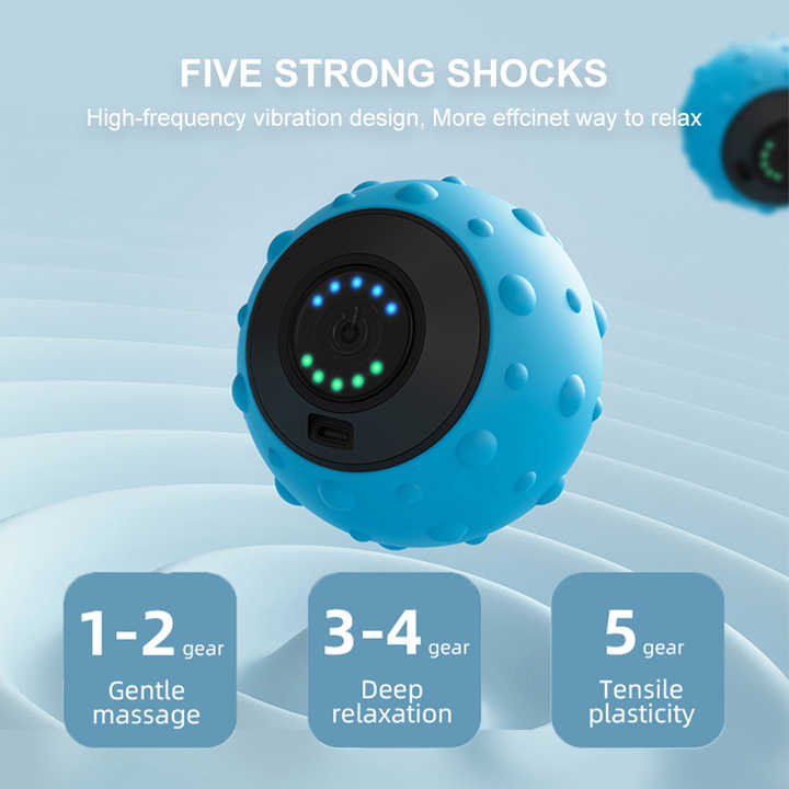 Blue Vibrating Massage Ball - Deep Tissue Muscle Relaxation & Recovery Tool - Portable Electric Massager with USB Rechargeable Design 3