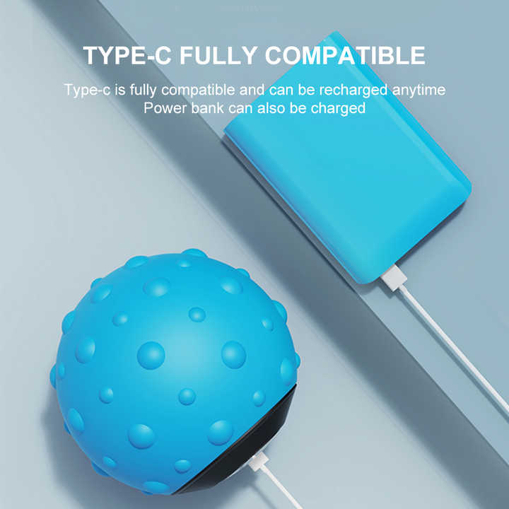 Blue Vibrating Massage Ball - Deep Tissue Muscle Relaxation & Recovery Tool - Portable Electric Massager with USB Rechargeable Design 6
