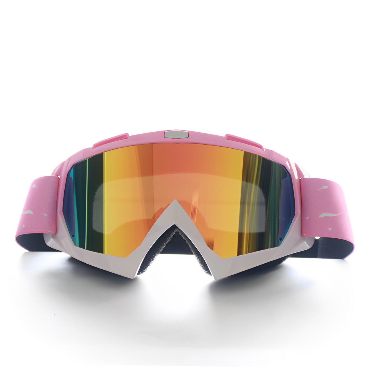 Progressive Pink + Silver Lenses Outdoor Protective Motorcycle Goggles - Windproof, Dustproof, Skiing, and Cycling Eyewear - Lightweight Anti-Fog Design for Men and Women 3