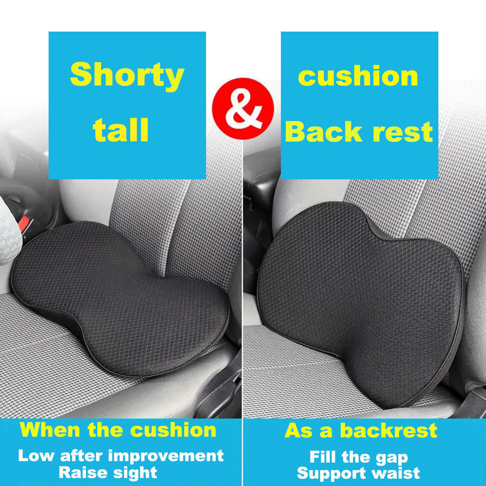 Grey Mini Car Seat Cushion - Memory Foam Height-Boost Cushion with Removable Mesh Cover - Driver Seat Pad for All Seasons 3