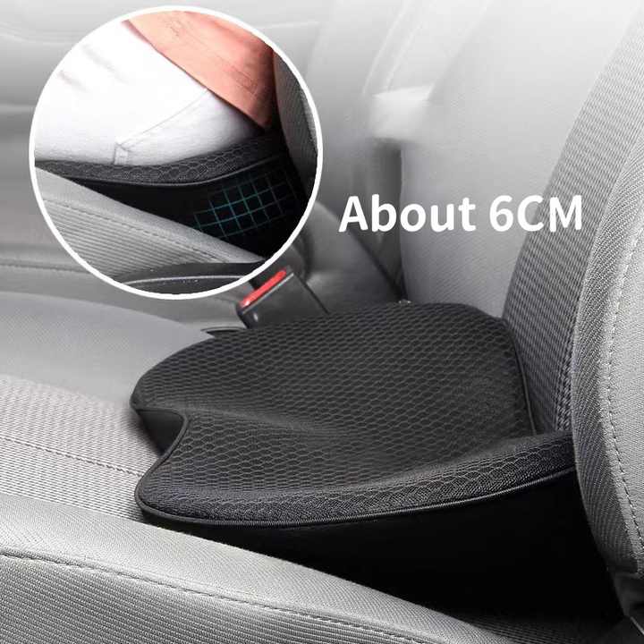 Khaki Mini Car Seat Cushion - Memory Foam Height-Boost Cushion with Removable Mesh Cover - Driver Seat Pad for All Seasons 4