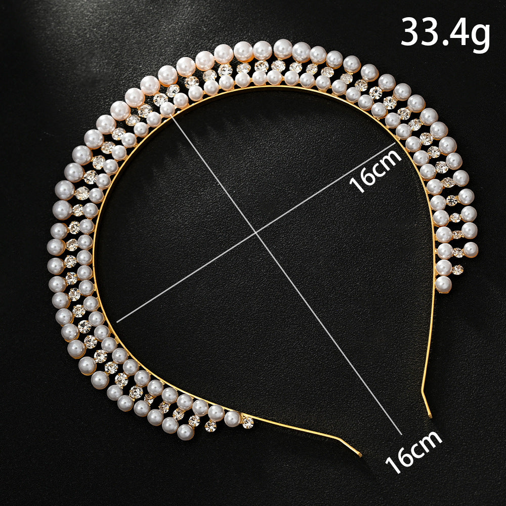 Silver Elegant Faux Pearl Bridal Headband – Multi-Layer Vintage Princess Tiara for Weddings and Formal Occasions, Lightweight Design 4