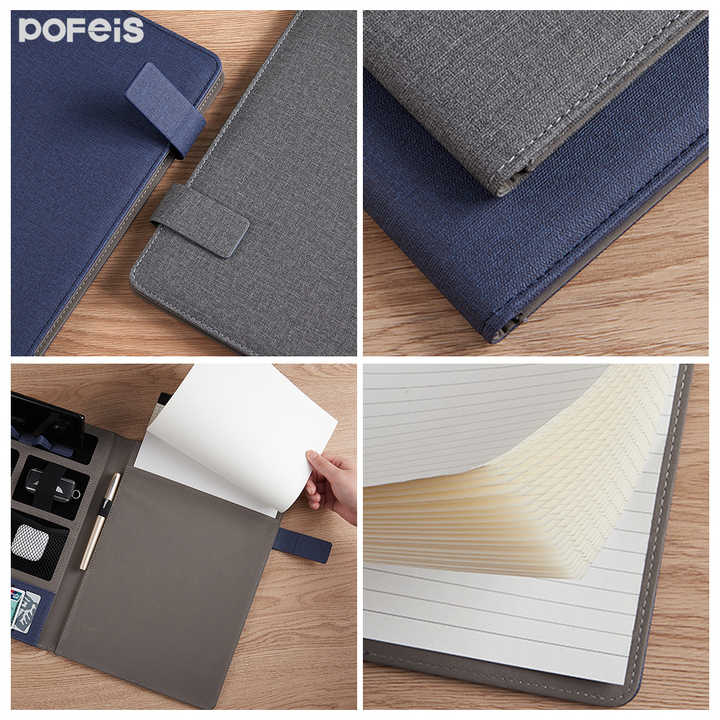 Black A4 Leather Multi-Functional Business Document Folder with Card Slots - Contract File Organizer 4
