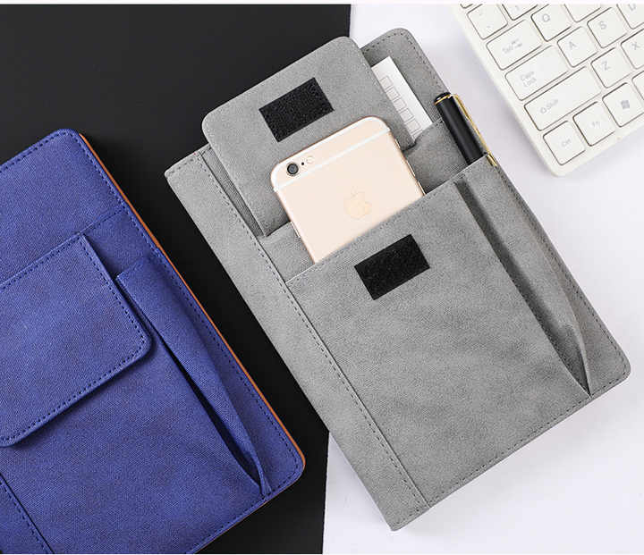 Black A5 Multi-Functional PU Leather Notebook with Pockets - Office Planner and Journal 3