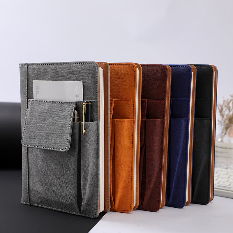 Black A5 Multi-Functional PU Leather Notebook with Pockets - Office Planner and Journal 4