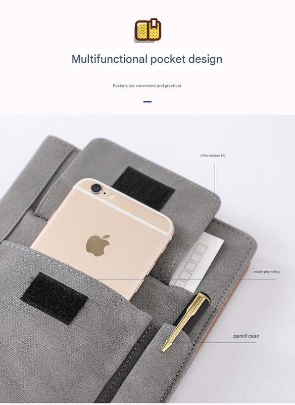 Black A5 Multi-Functional PU Leather Notebook with Pockets - Office Planner and Journal 5