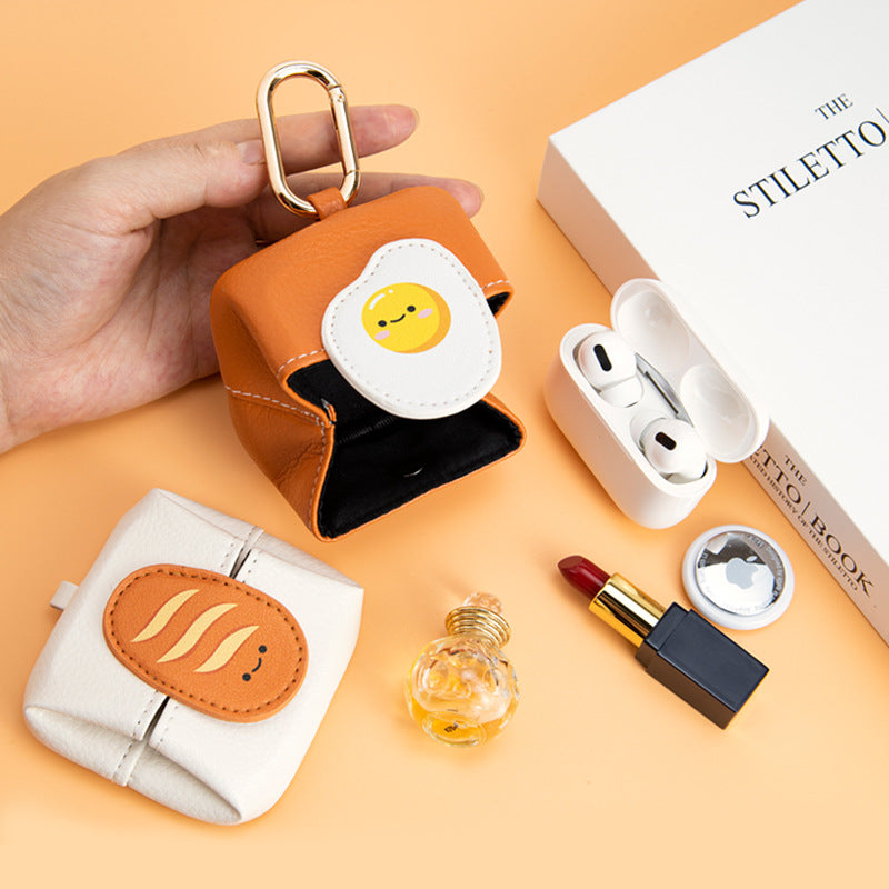 Lemon Pattern Green Cute Multifunctional Mini Leather Coin Purse with Keychain for Lipstick, Bluetooth Earbuds, and Small Essentials 3