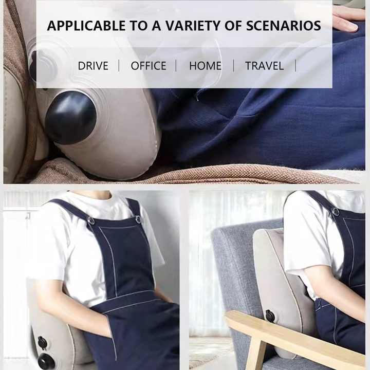 Grey Portable Press-to-Inflate Travel Lumbar Cushion – Lightweight, Supportive Backrest for Flights, Trains, and Office Use 3