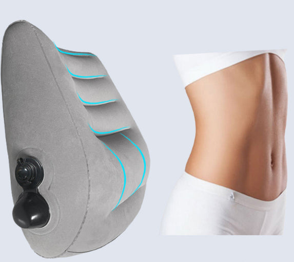 Grey Portable Press-to-Inflate Travel Lumbar Cushion – Lightweight, Supportive Backrest for Flights, Trains, and Office Use 5
