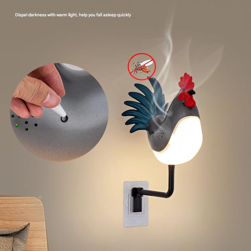 Brown USB Rechargeable Rooster Wall Lamp with Sound, Aromatherapy, and Decorative Design - Creative Nightlight for Bedroom and Corridor 5