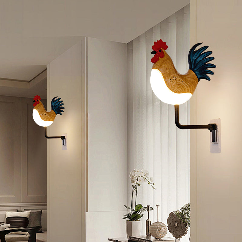 Red USB Rechargeable Rooster Wall Lamp with Sound, Aromatherapy, and Decorative Design - Creative Nightlight for Bedroom and Corridor 3