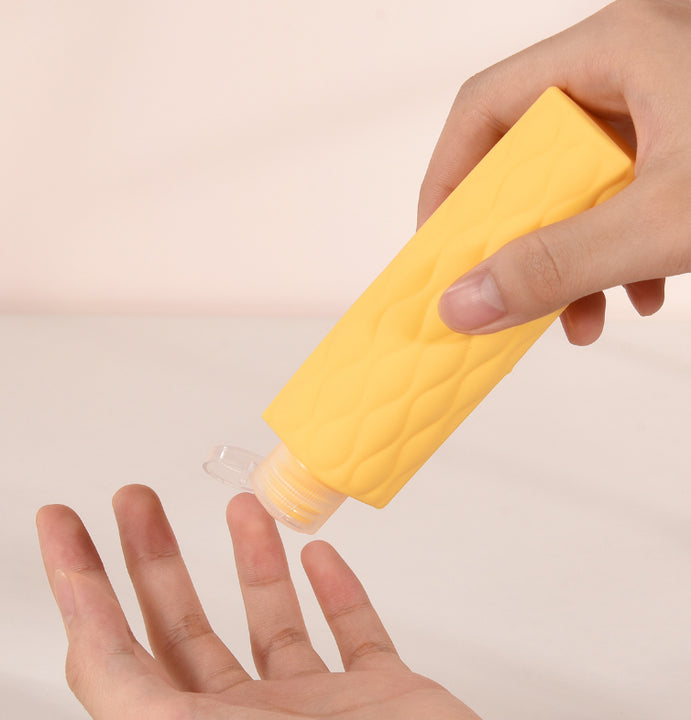 Pink Combination Travel Silicone Refillable Bottles Set - 4-in-1 Portable Containers for Shampoo and Shower Gel, TPR+PE Material, Compact and Leak-Proof 3