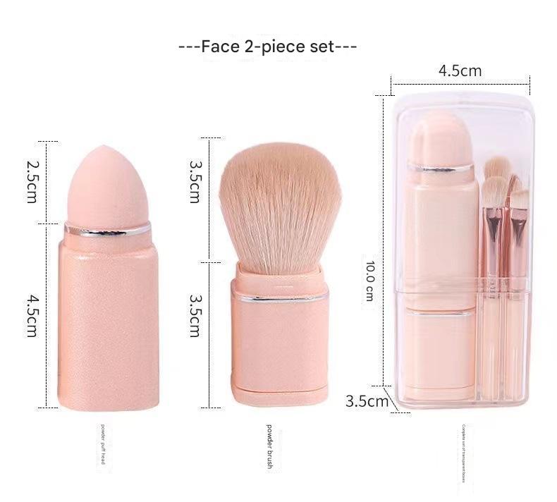 White 8-in-1 Retractable Mini Makeup Brush Set with Protective Cover – Compact Design for Travel and On-the-Go Touchups 4