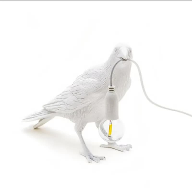 White Bird Sitting Shape Nordic Resin Bird Wall Lamp - Creative Animal Bedside Decorative USB Night Light, Stylish Bird Perched Lamp for Bedroom and Living Room 4