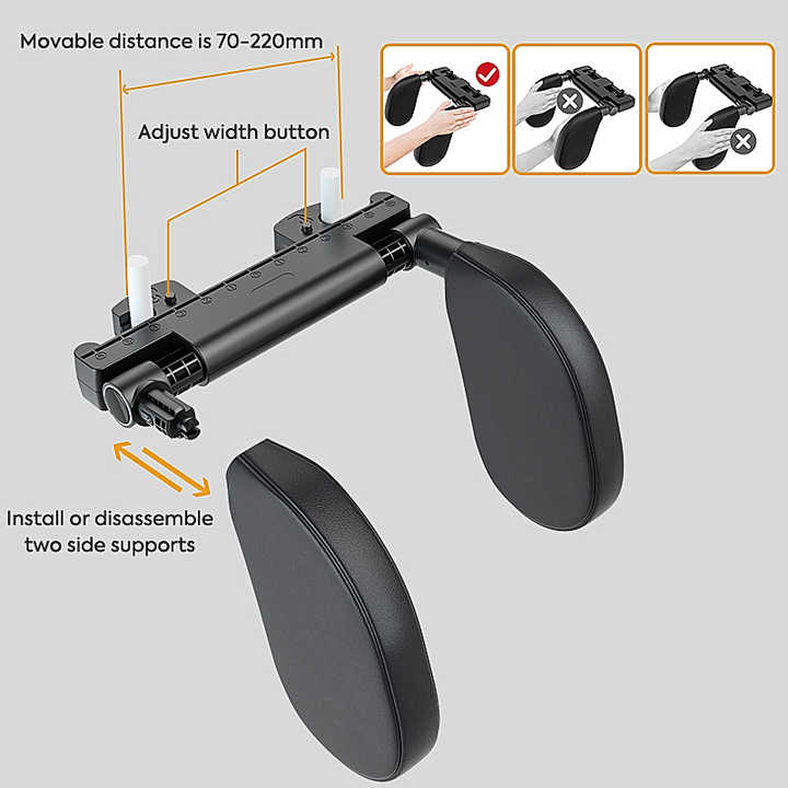 Black Adjustable 3D Memory Foam Car Seat Headrest with Side Support, Universal Neck Pillow for Travel Comfort 4