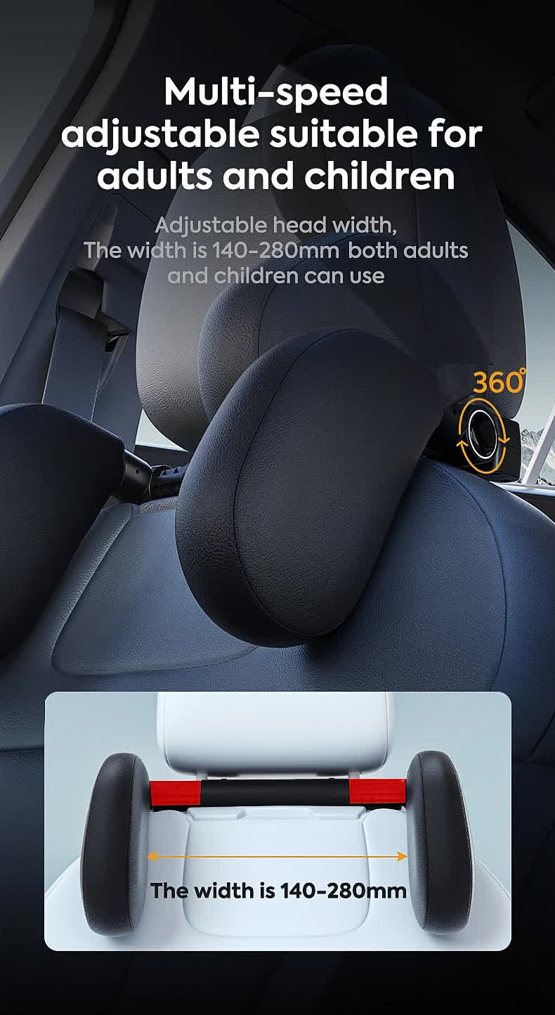 Light Brown Adjustable 3D Memory Foam Car Seat Headrest with Side Support, Universal Neck Pillow for Travel Comfort 5