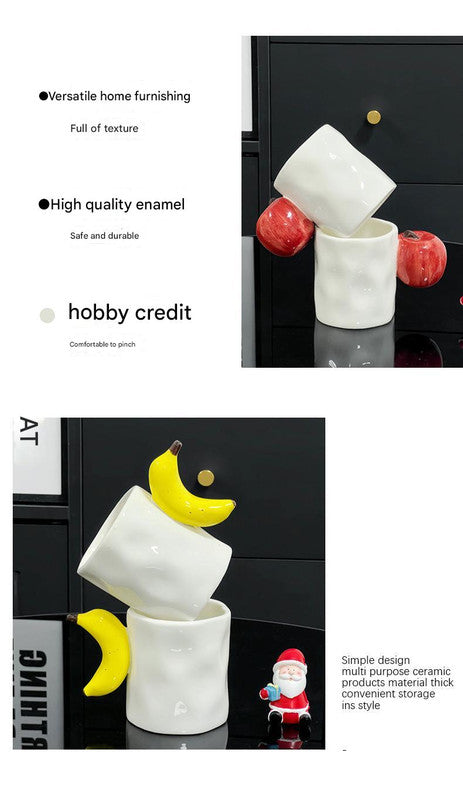 2-Piece Set Apple And Banana Creative Fruit Ceramic Mug - Adorable Handle Design, 280ml Couple Cups, Perfect Gift for Birthdays or Valentine's Day 3