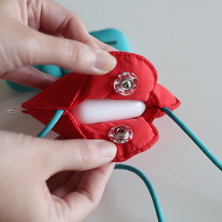 Red Mini Crossbody Coin Purse & Earphone Pouch - Adorable Floral Design, Small Bag for Lipsticks, Lightweight Travel Essentials 3