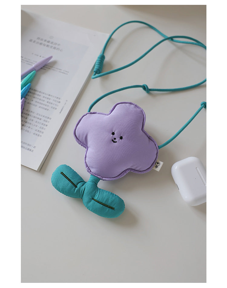 Purple Mini Crossbody Coin Purse & Earphone Pouch - Adorable Floral Design, Small Bag for Lipsticks, Lightweight Travel Essentials 5