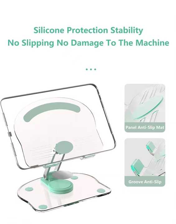 White Acrylic Foldable Tablet and Phone Stand - 360° Rotation, Anti-Slip Design, Lightweight and Compact 5
