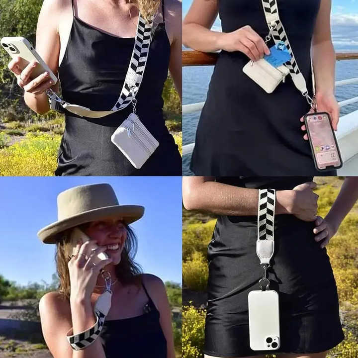 Black Adjustable Crossbody Strap with Mini Pouch - Versatile Replacement Shoulder Strap 6