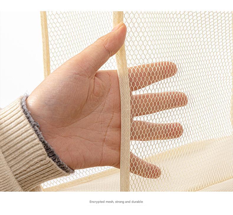 Off White Hanging Dustproof Storage Bag - Multi-Layer Organizer for Bags, Clothes & Accessories, 3-Tier Non-Woven Fabric 6