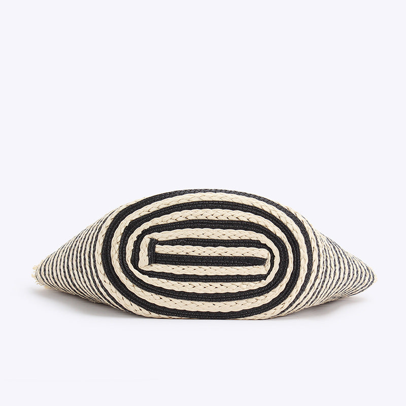 Black And White Stripes Handmade Large Capacity Striped Beach Tote Bag with Zipper and Inner Pocket - Summer Vacation Woven Shoulder Bag for Women 6