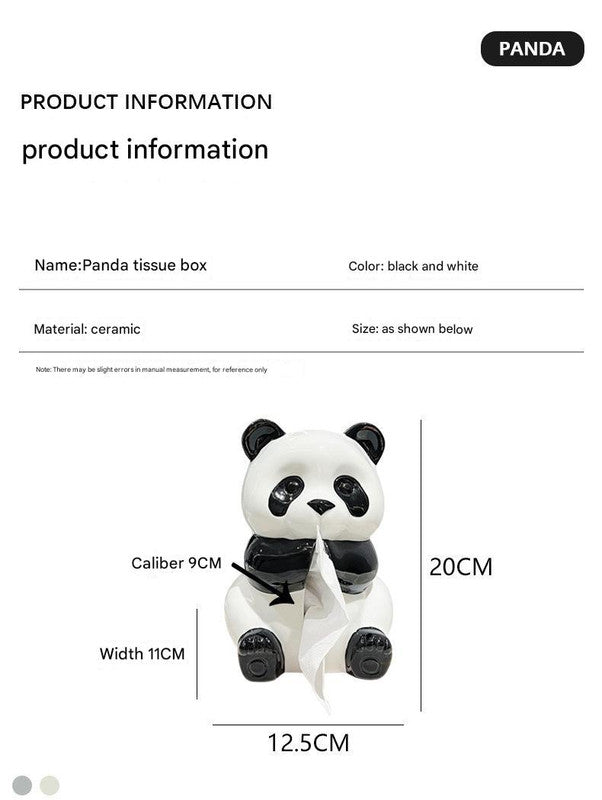 Ceramic Panda Tissue Box Holder - Creative Cartoon Napkin Dispenser for Home Decor 4