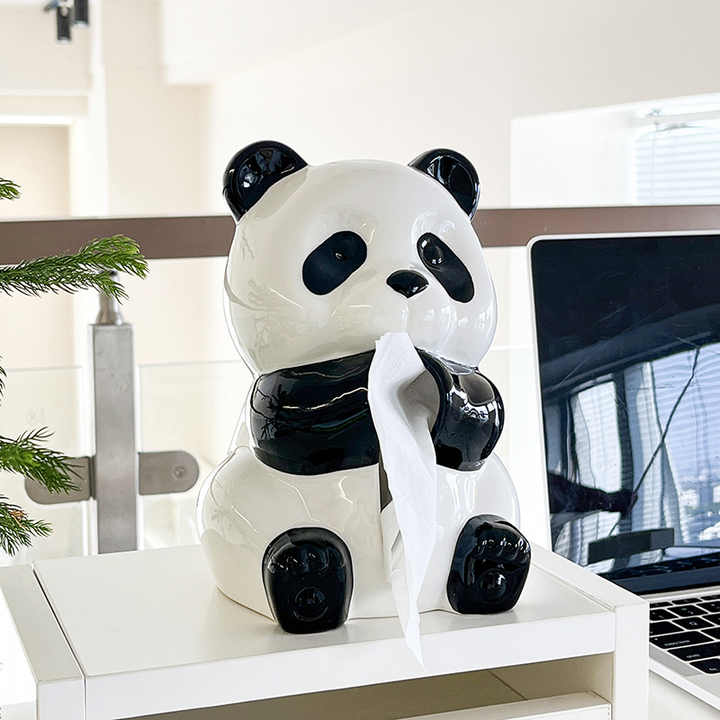 Ceramic Panda Tissue Box Holder - Creative Cartoon Napkin Dispenser for Home Decor 5
