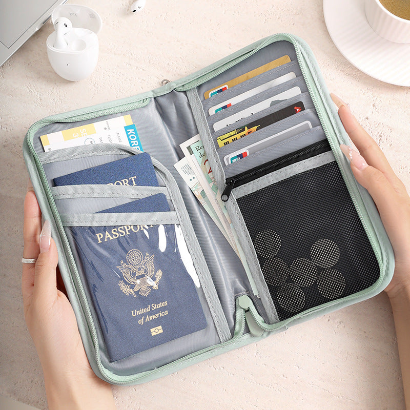 Black Portable RFID Blocking Travel Passport Holder with Large Capacity 4