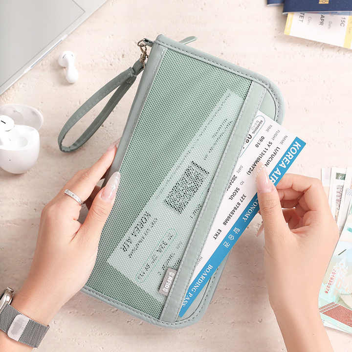 Black Portable RFID Blocking Travel Passport Holder with Large Capacity 8
