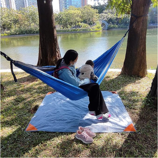 Grey And Blue Portable Waterproof Camping Mat - Foldable Picnic and Beach Blanket 4